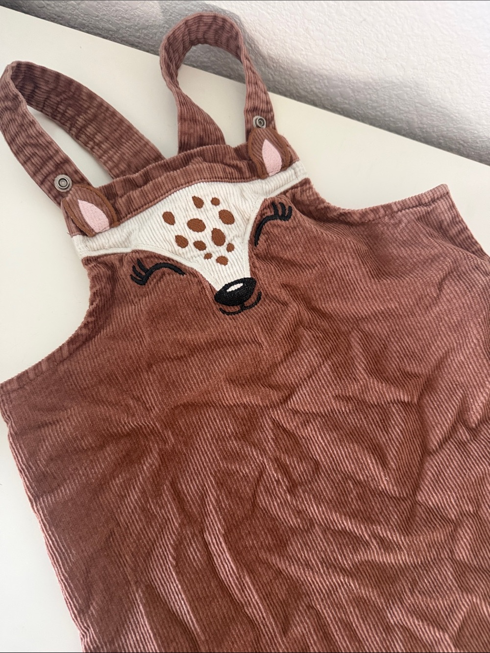 The Children's Place Brown and Dusty Rose Corduroy Deer Suspenders